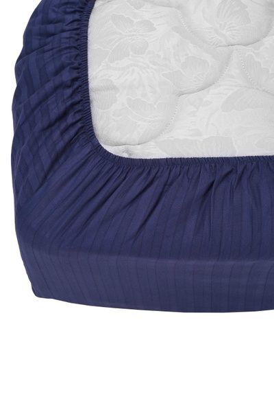 Простирадло на гумці Good-Dream страйп-сатин Dark Blu 70х190 (GDSSDBSHEETF070190) GDSSDBSHEETF070190 фото